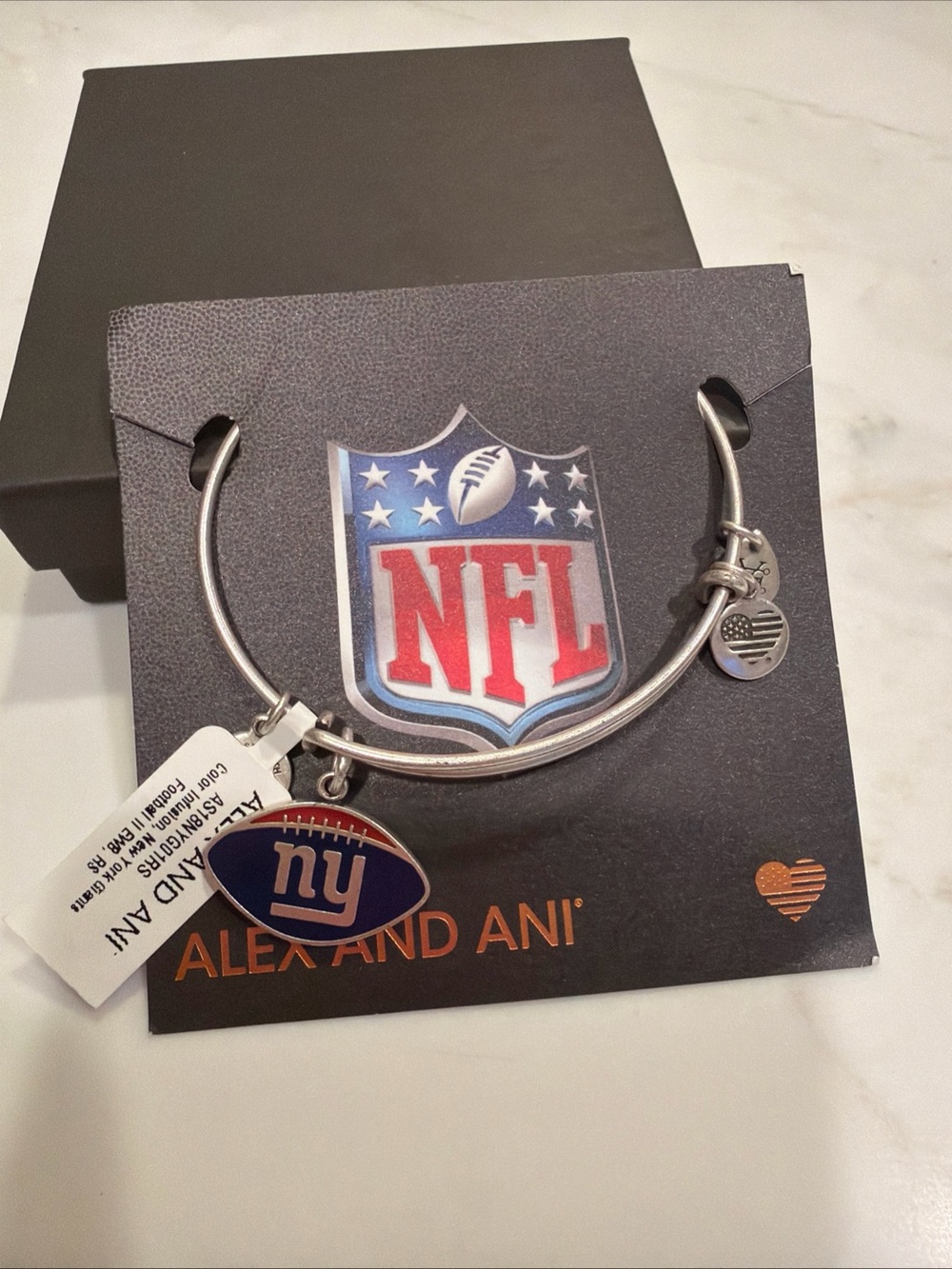 Alex and Ani New York Giants NFL Charm Bangle Rafaelian Silver NWT